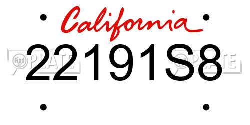 22191S8 California License Plate