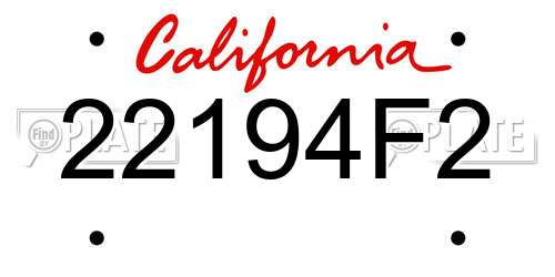 22194F2 California License Plate