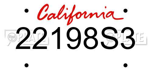 22198S3 California License Plate