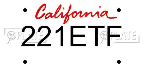 221ETF California License Plate