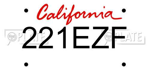 221EZF California License Plate