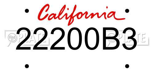 22200B3 California License Plate