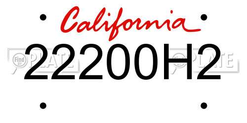 22200H2 California License Plate