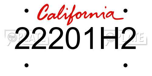 22201H2 California License Plate