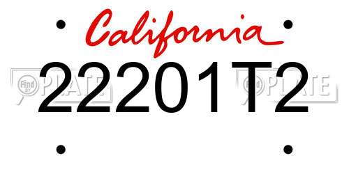 22201T2 California License Plate