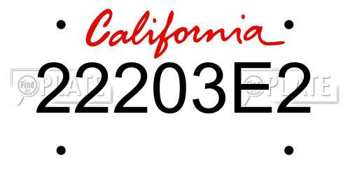 22203E2 California License Plate