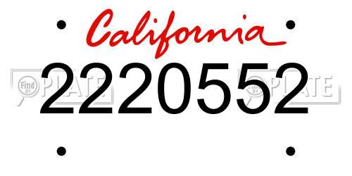 2220552 California License Plate
