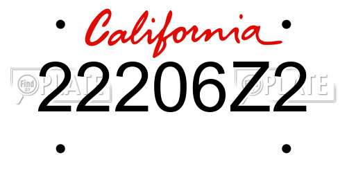 22206Z2 California License Plate