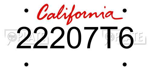 22207T6 California License Plate