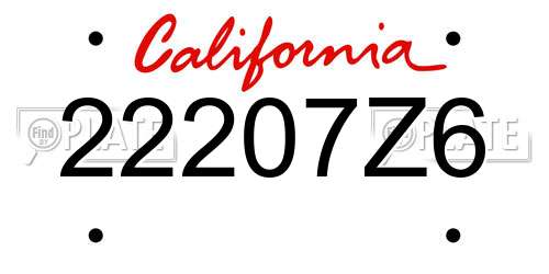 22207Z6 California License Plate
