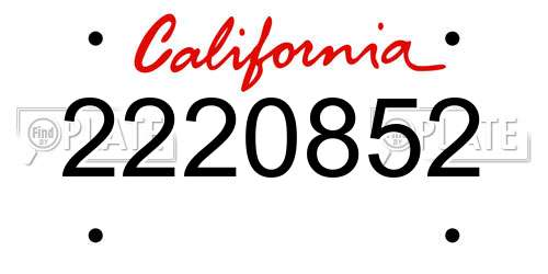 2220852 California License Plate