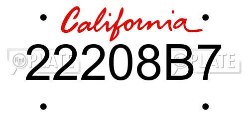 22208B7 California License Plate
