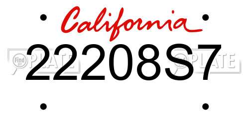 22208S7 California License Plate