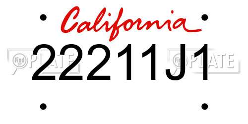 22211J1 California License Plate