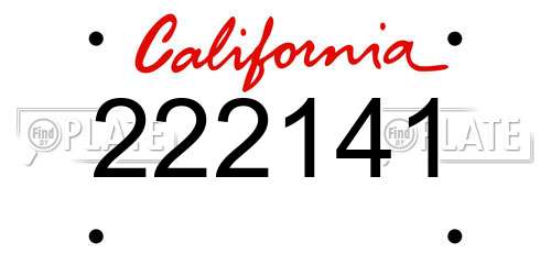 222141 California License Plate