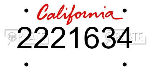2221634 California License Plate