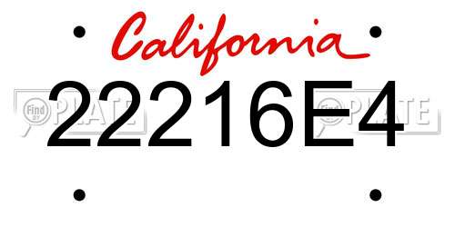 22216E4 California License Plate