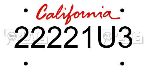 22221U3 California License Plate