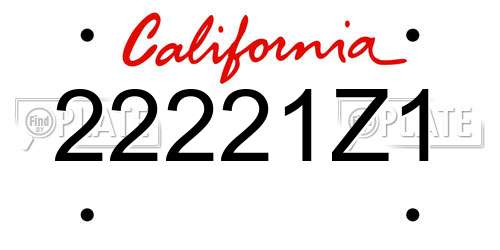 22221Z1 California License Plate