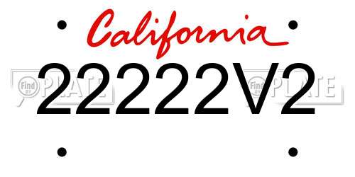 22222V2 California License Plate