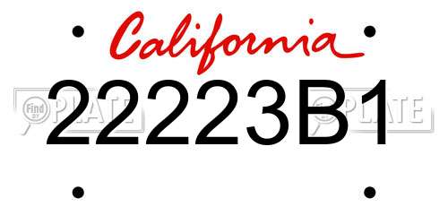 22223B1 California License Plate