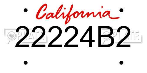 22224B2 California License Plate