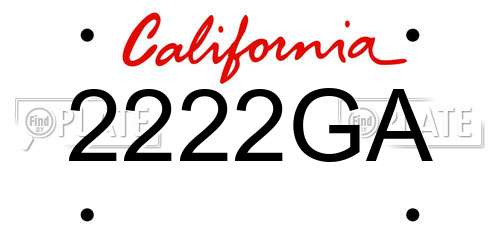 2222GA California License Plate