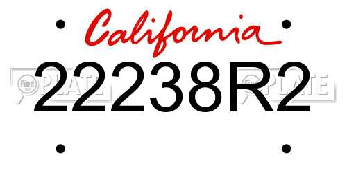 22238R2 California License Plate
