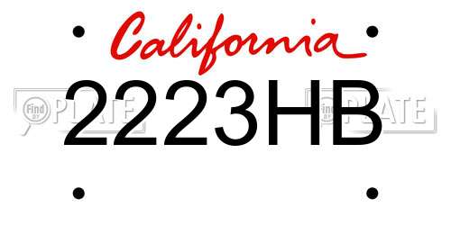2223HB California License Plate
