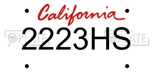 2223HS California License Plate
