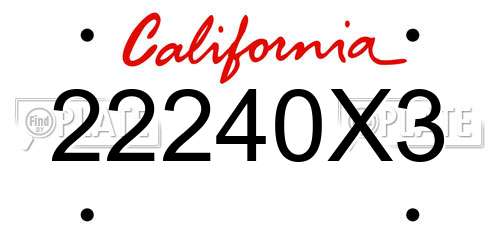 22240X3 California License Plate