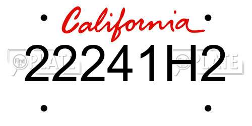 22241H2 California License Plate