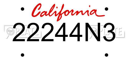 22244N3 California License Plate