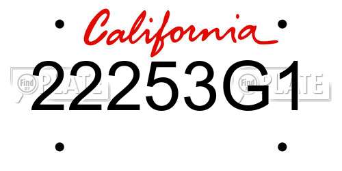 22253G1 California License Plate
