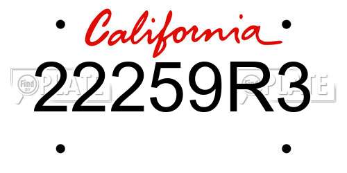 22259R3 California License Plate