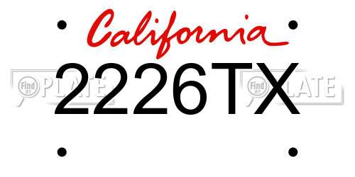 2226TX California License Plate