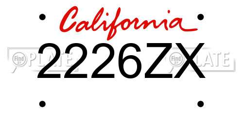2226ZX California License Plate