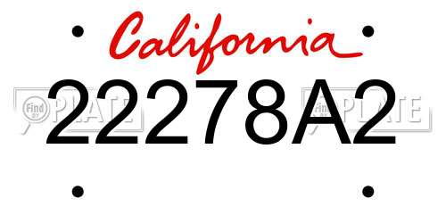 22278A2 California License Plate
