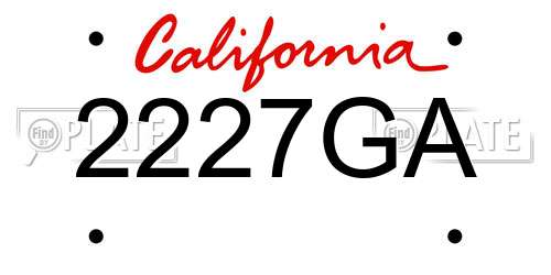 2227GA California License Plate
