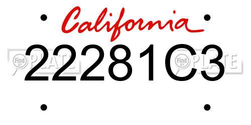 22281C3 California License Plate