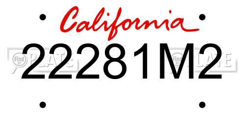 22281M2 California License Plate