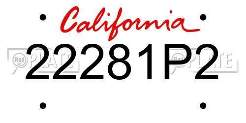 22281P2 California License Plate
