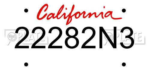 22282N3 California License Plate