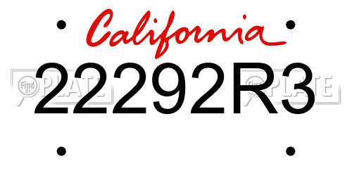 22292R3 California License Plate