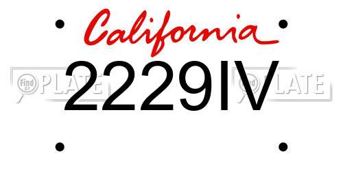 2229IV California License Plate