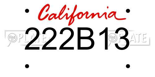 222B13 California License Plate