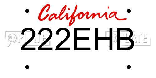 222EHB California License Plate
