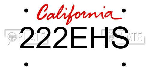 222EHS California License Plate