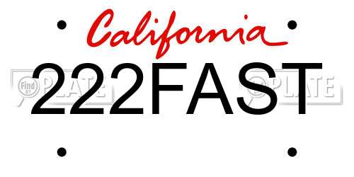 222FAST California License Plate