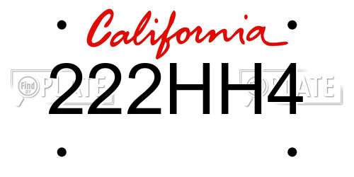 222HH4 California License Plate